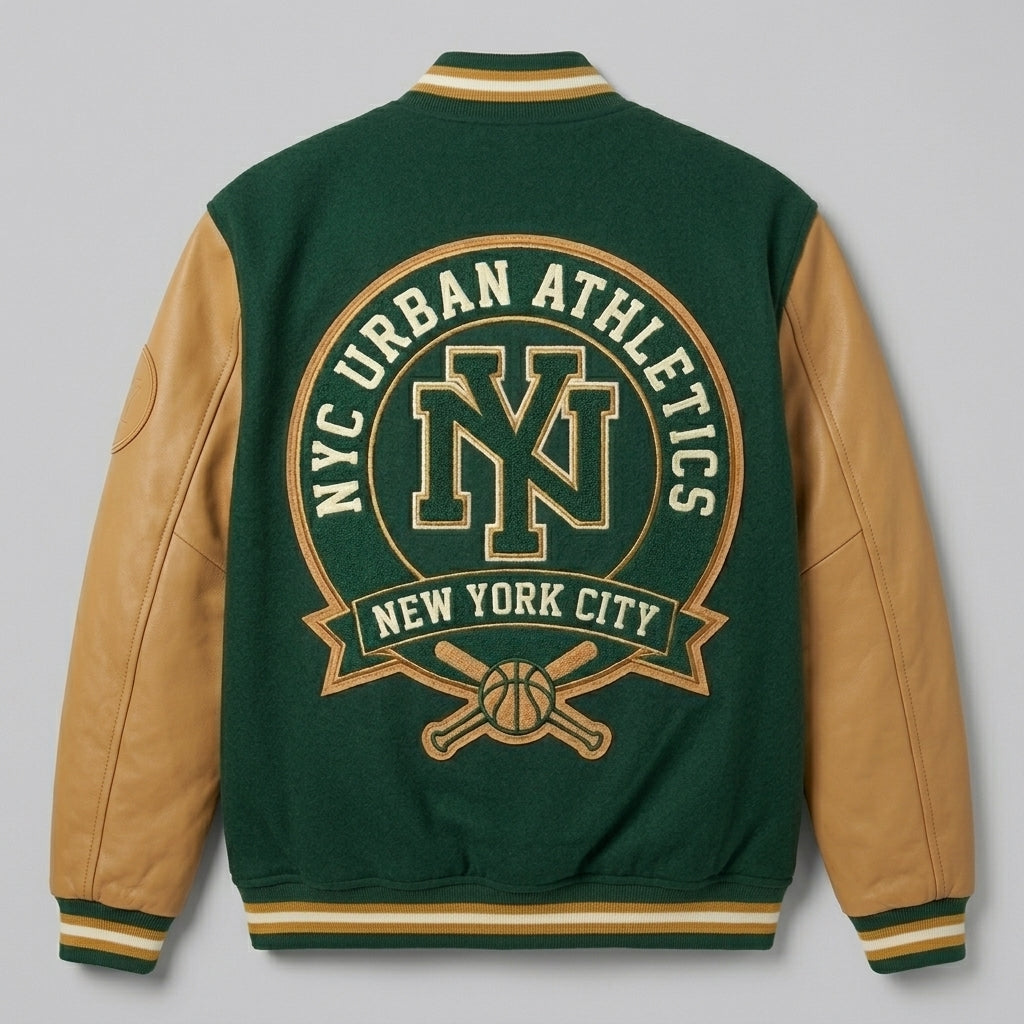 Men’s Green & Mustard Classic Varsity Jacket – Letterman Bomber
