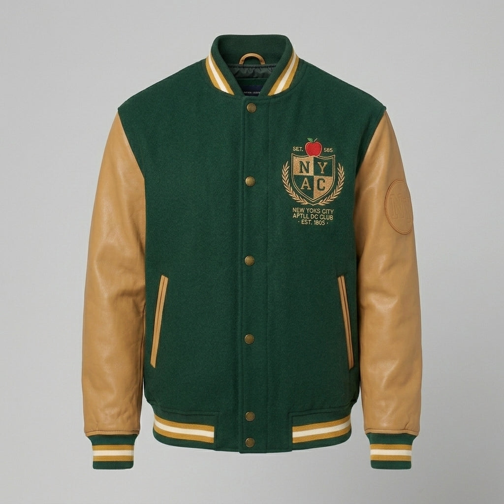Men’s Green & Mustard Classic Varsity Jacket – Letterman Bomber
