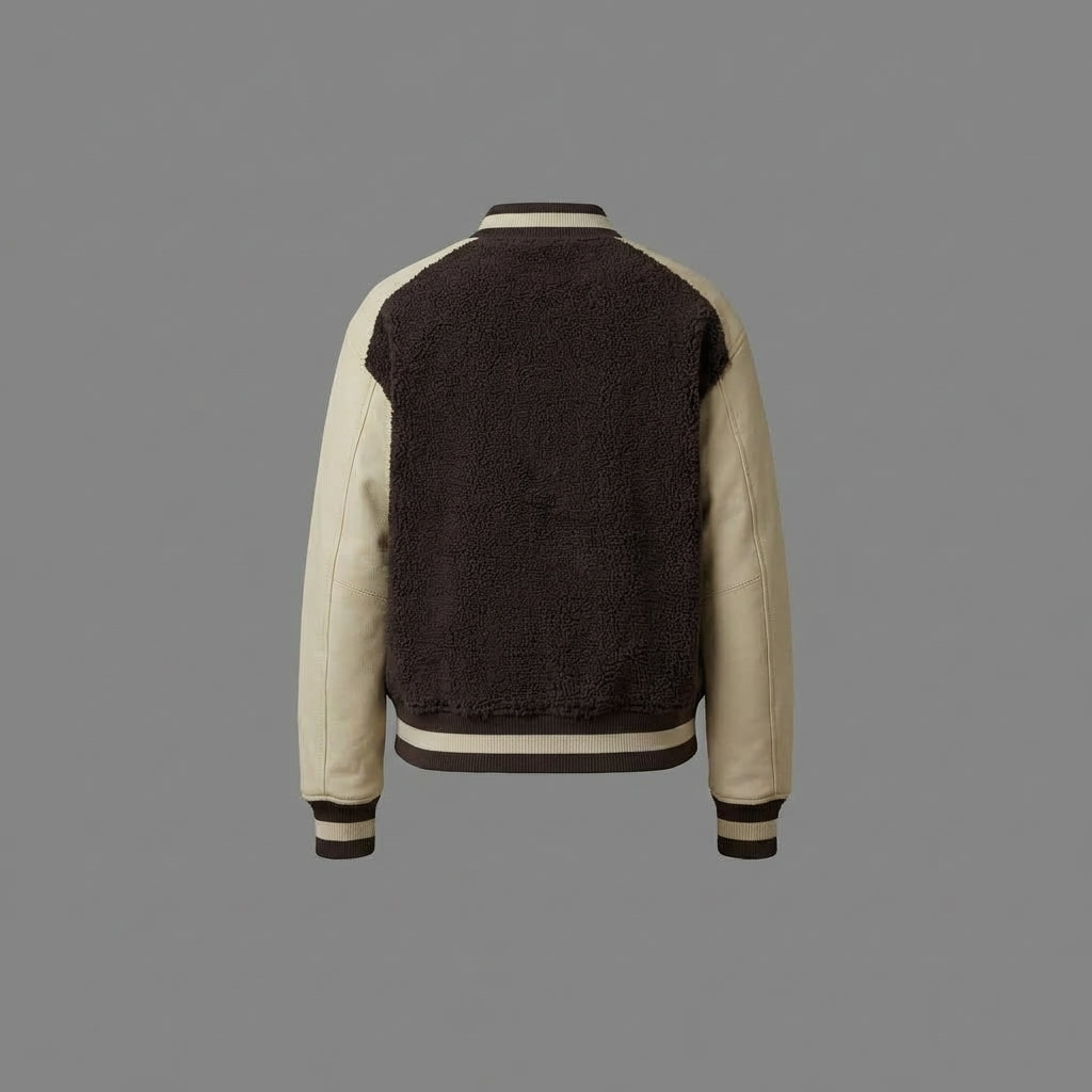 Chic Brown & Cream Women’s Varsity Jacket