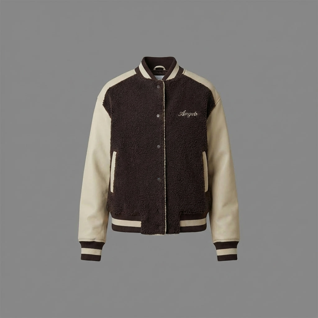 Chic Brown & Cream Women’s Varsity Jacket