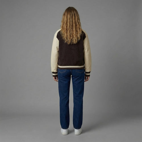 Chic Brown & Cream Women’s Varsity Jacket