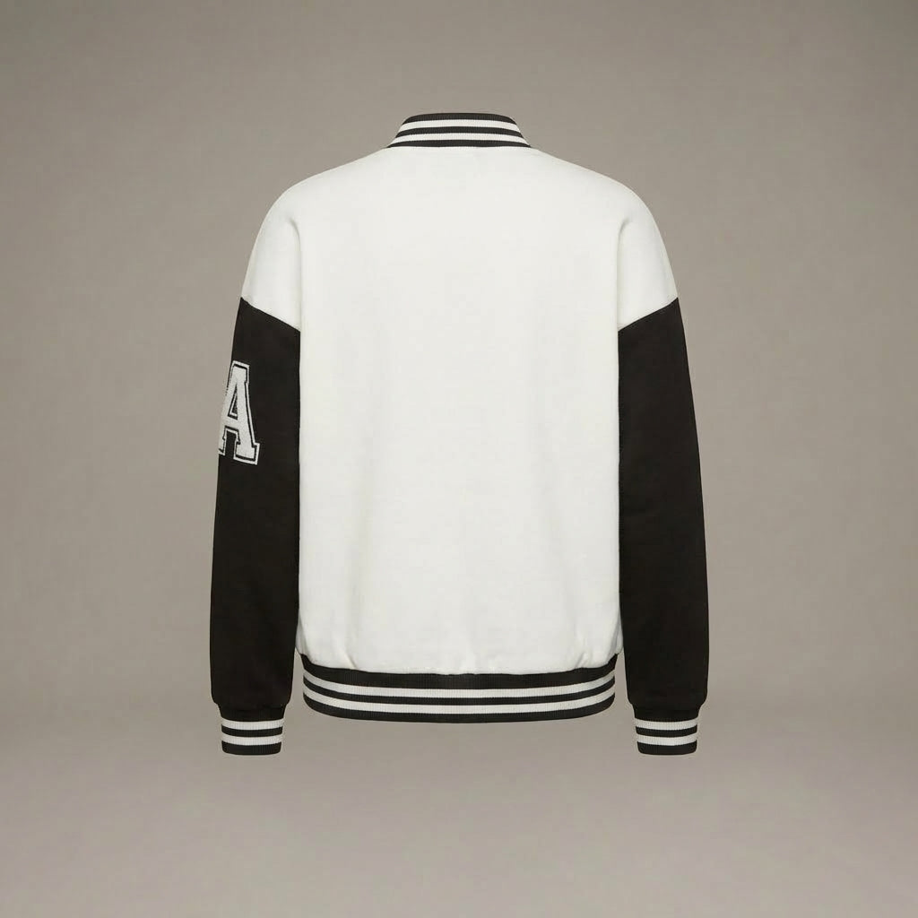 Chic White & Black Women’s Varsity Jacket