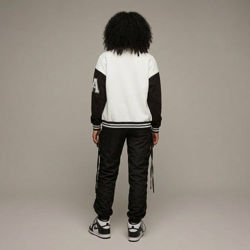 Chic White & Black Women’s Varsity Jacket