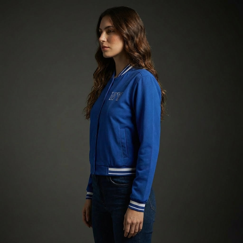 Classic Blue Women’s Leather Jacket
