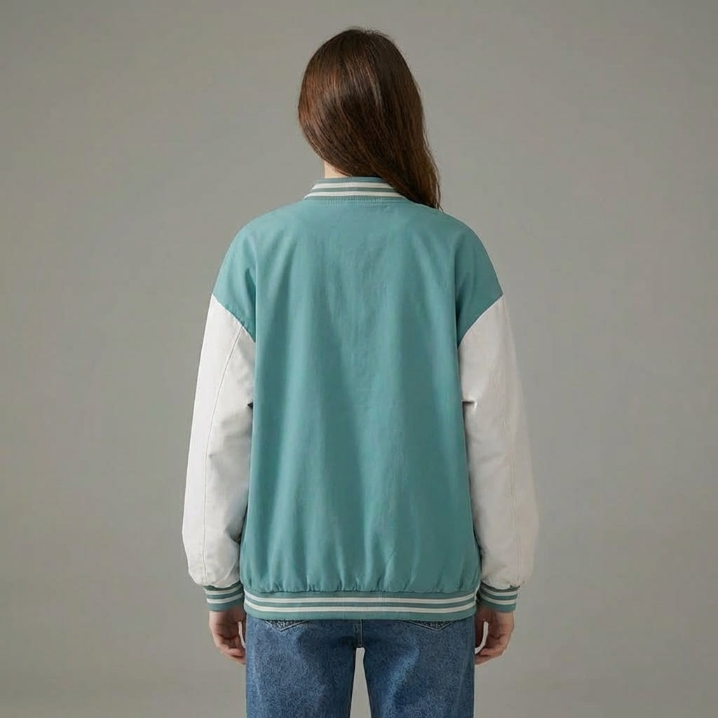 Classic Blue & White Women’s Varsity Jacket