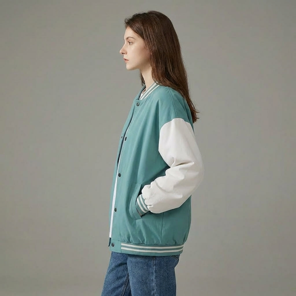 Classic Blue & White Women’s Varsity Jacket
