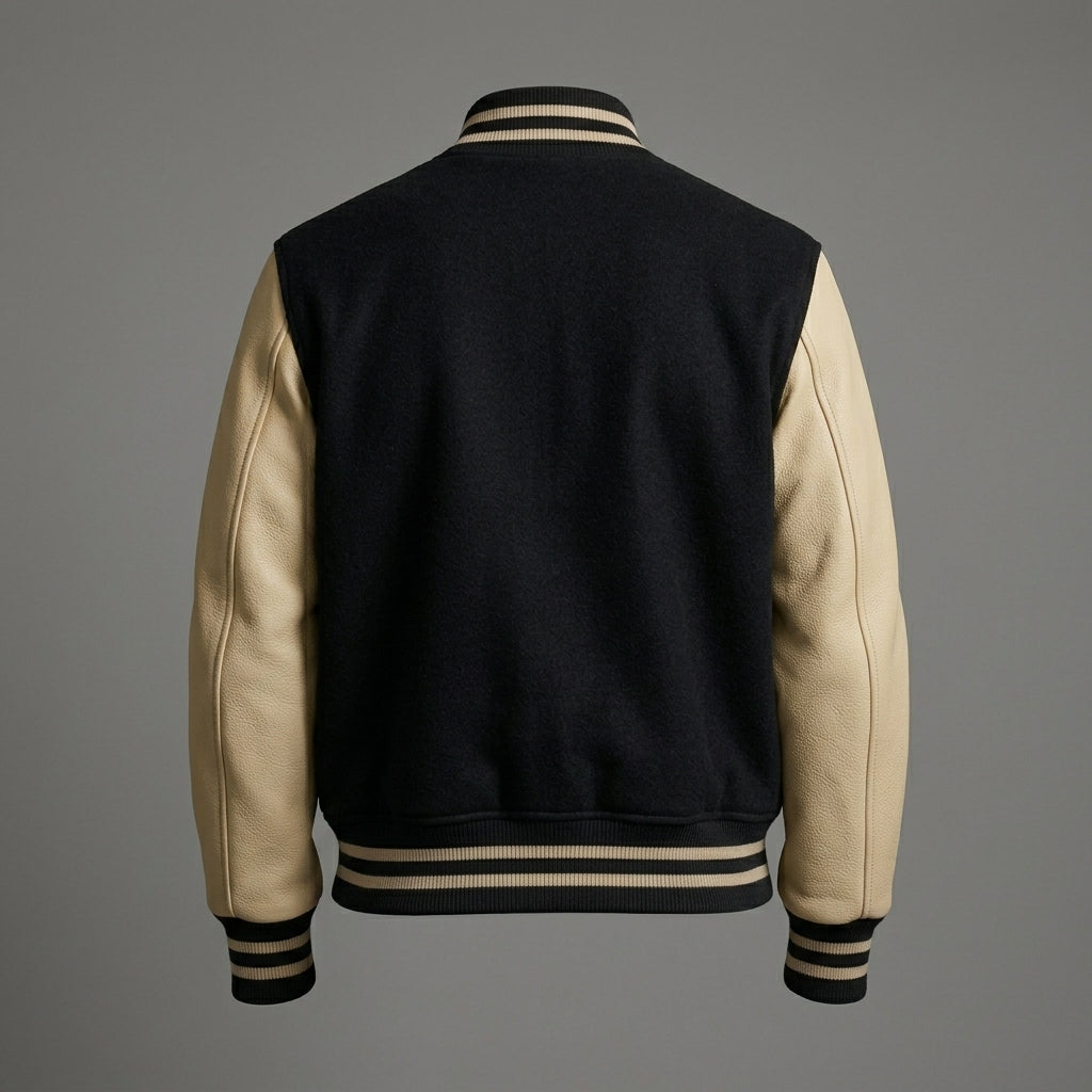 Classic Custom Wool Varsity Jacket with Leather Sleeves
