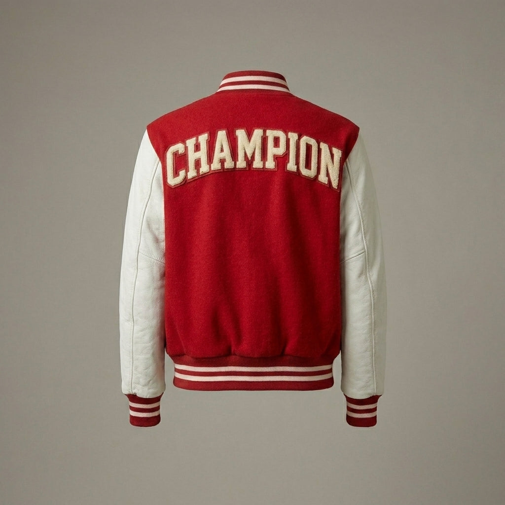 Classic Red & White Women’s Varsity Letterman Jacket