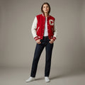 Classic Red & White Women’s Varsity Letterman Jacket