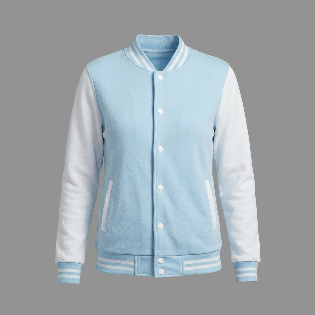 Classic Sky Blue & White Varsity Jacket