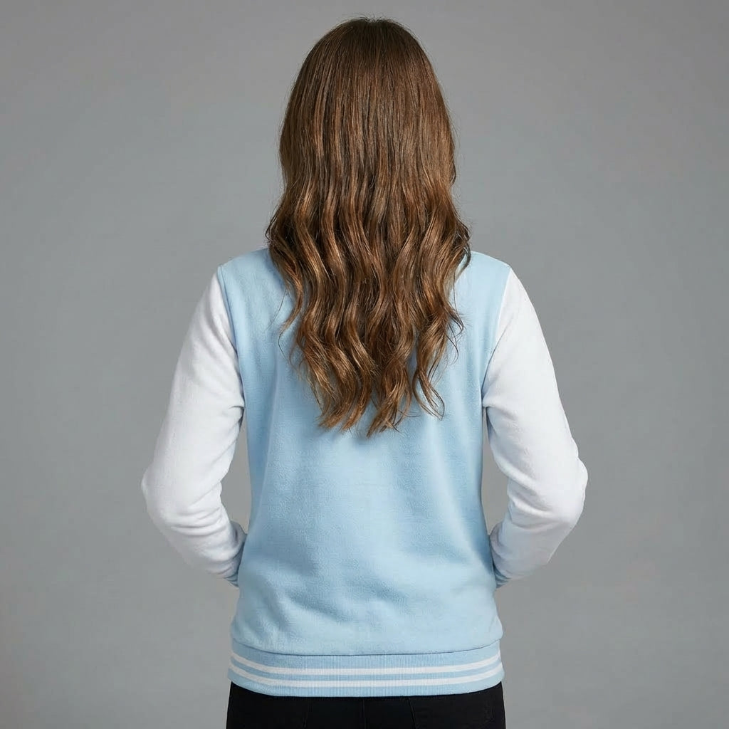 Classic Sky Blue & White Varsity Jacket