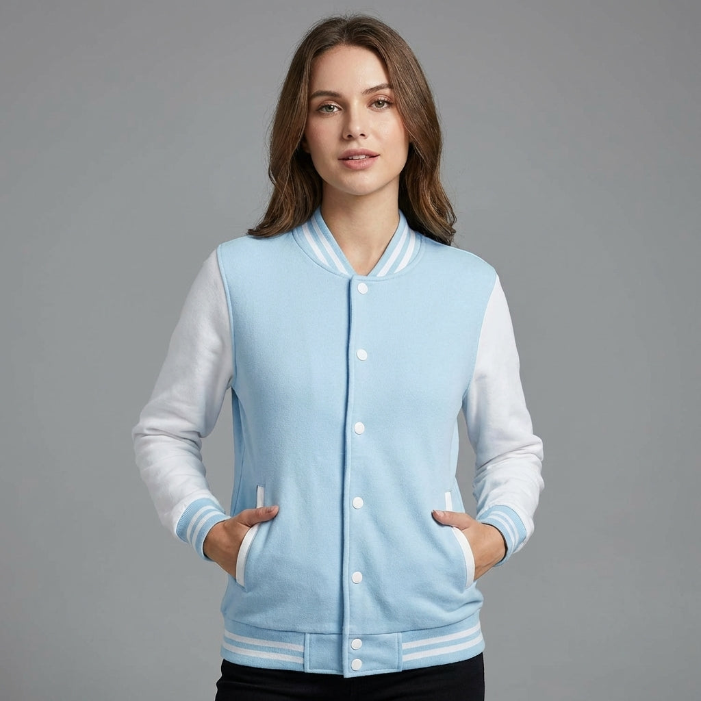 Classic Sky Blue & White Varsity Jacket