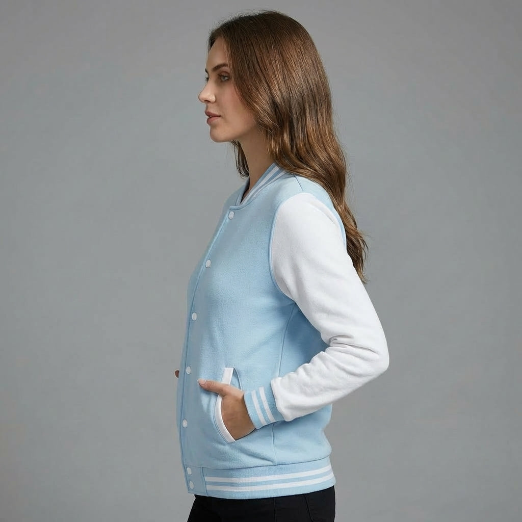 Classic Sky Blue & White Varsity Jacket