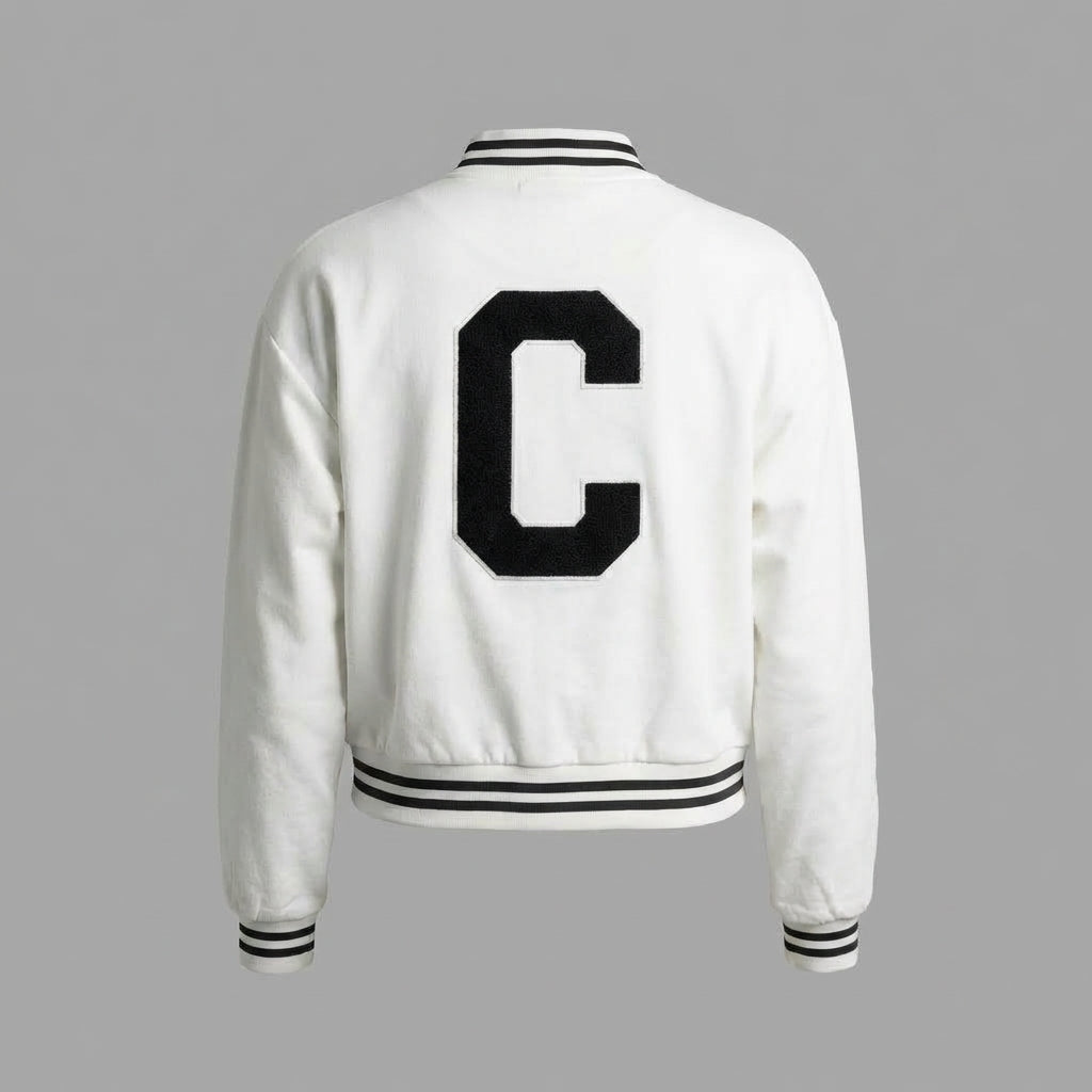 Classic White Women’s Varsity Jacket – Chic & Timeless