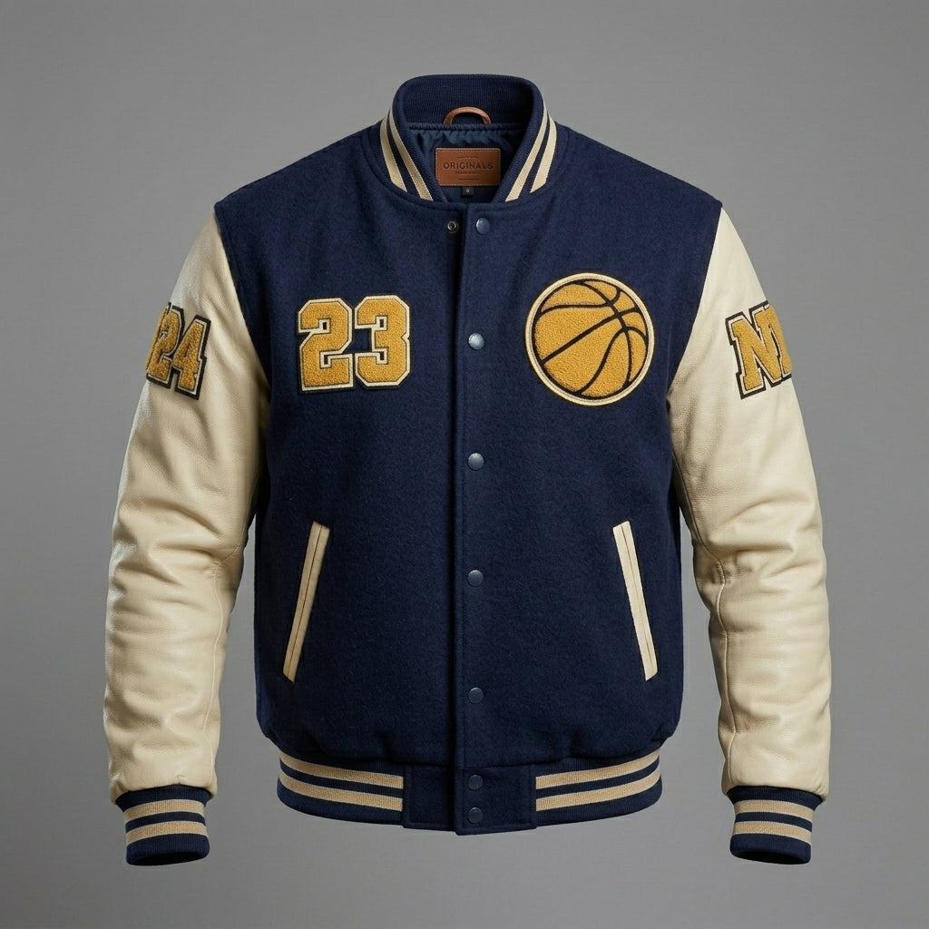 Collegiate Basketball Varsity Jacket – Embroidered 23/24 Bomber