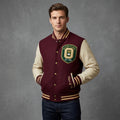 Cream-Sleeve Varsity Bomber Jacket – College Letterman Streetwear for Men