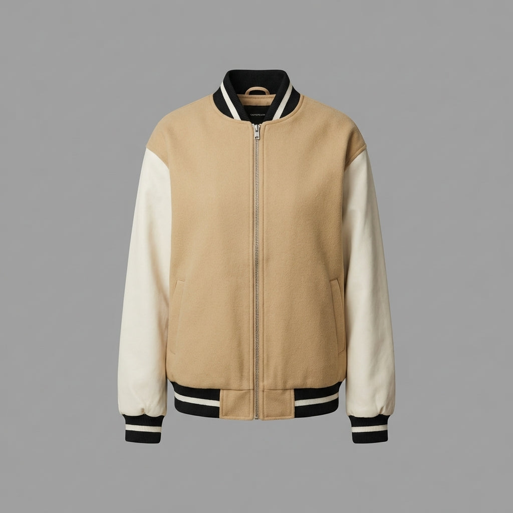 Cream & White Women’s Varsity Jacket