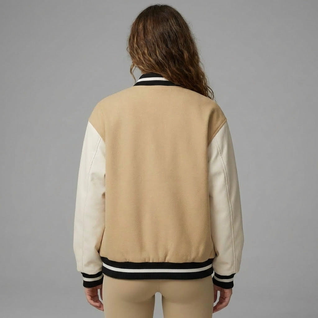 Cream & White Women’s Varsity Jacket