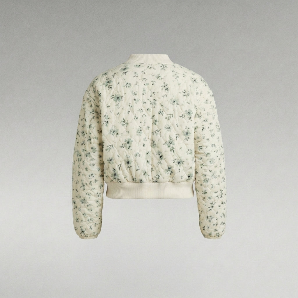 Creamy Classic Printed Cream Varsity Jacket