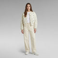 Creamy Classic Printed Cream Varsity Jacket