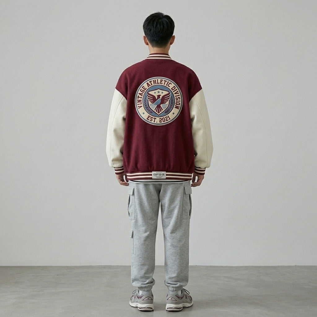 Men’s Oversized Vintage Graphic Baseball Jacket – Retro Streetwear StyleMen’s Oversized Vintage Graphic Baseball Jacket – Retro Streetwear Style
