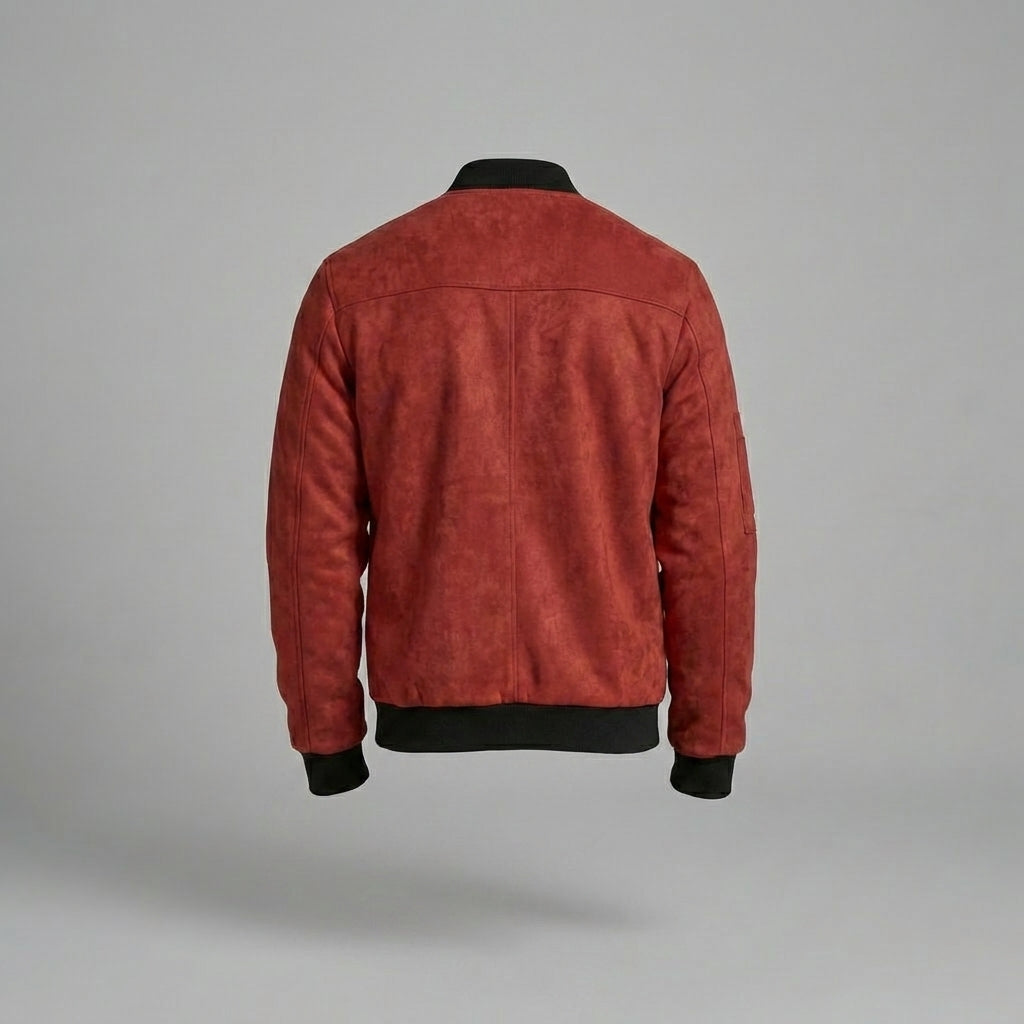 Men’s Red Casual Varsity Jacket – Button Down Long Sleeve Letterman Style