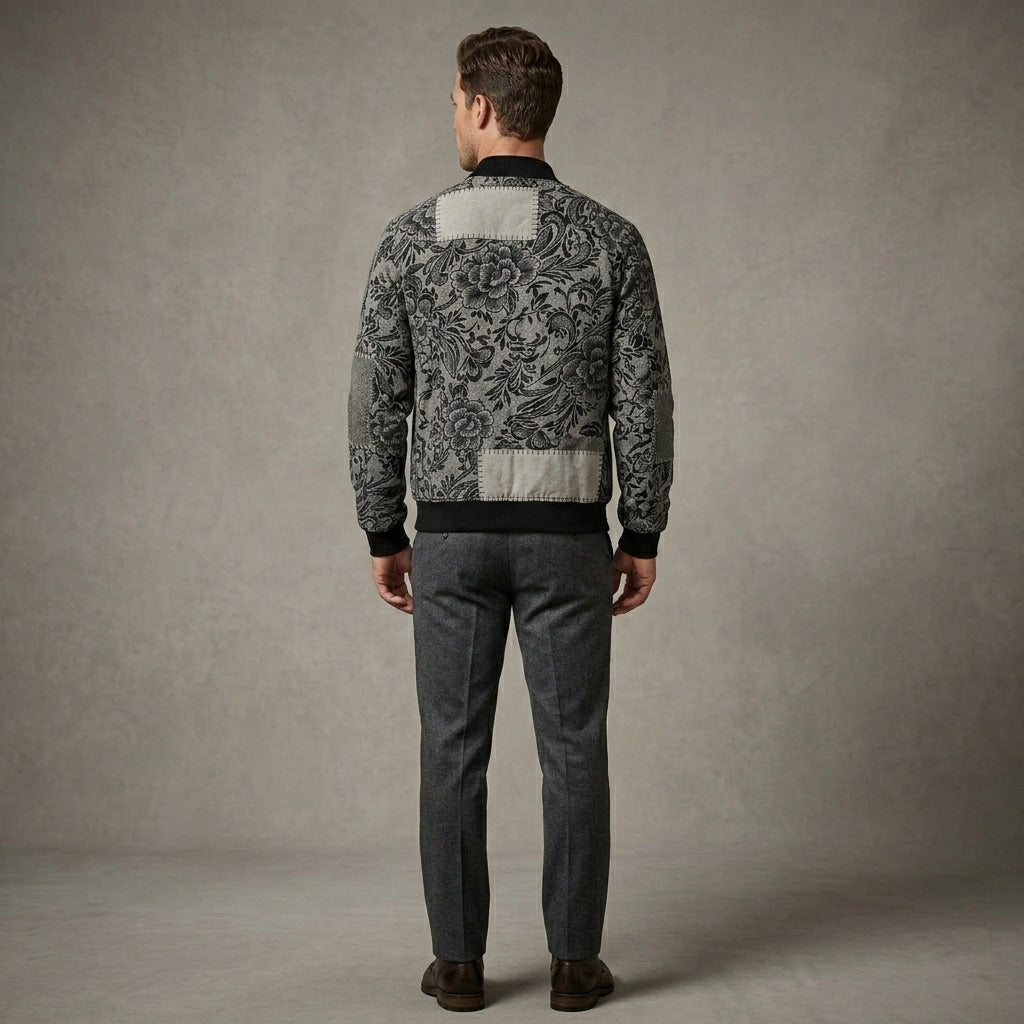 Men’s Heated Wool Bomber Jacket – Winter Warm Motorcycle Varsity Jacket