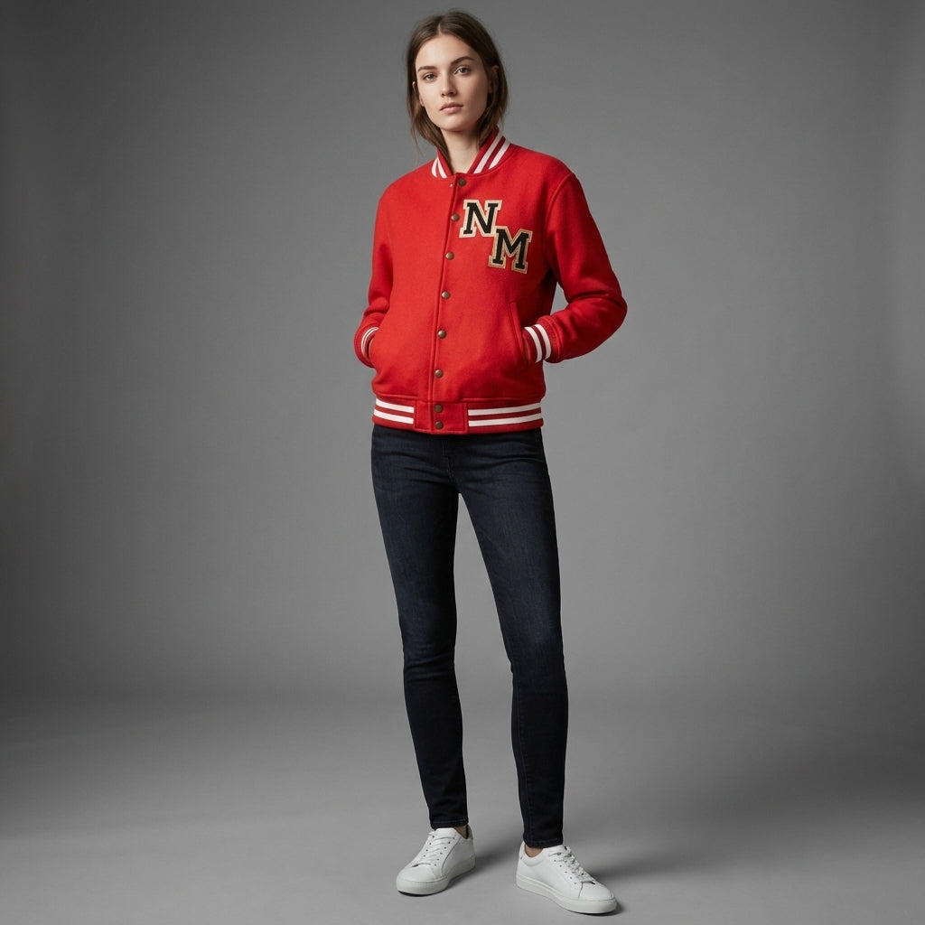 Crimson Aura Women’s Classic Varsity Jacket