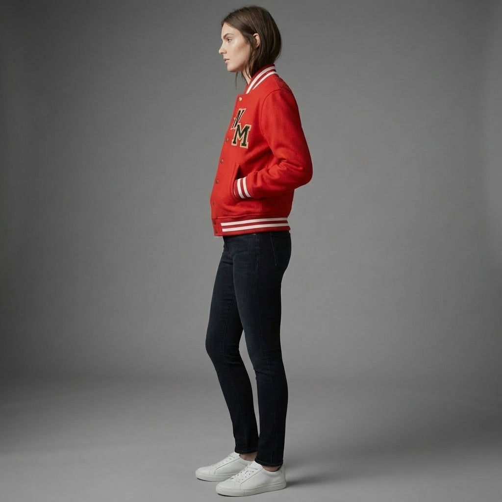 Crimson Aura Women’s Classic Varsity Jacket