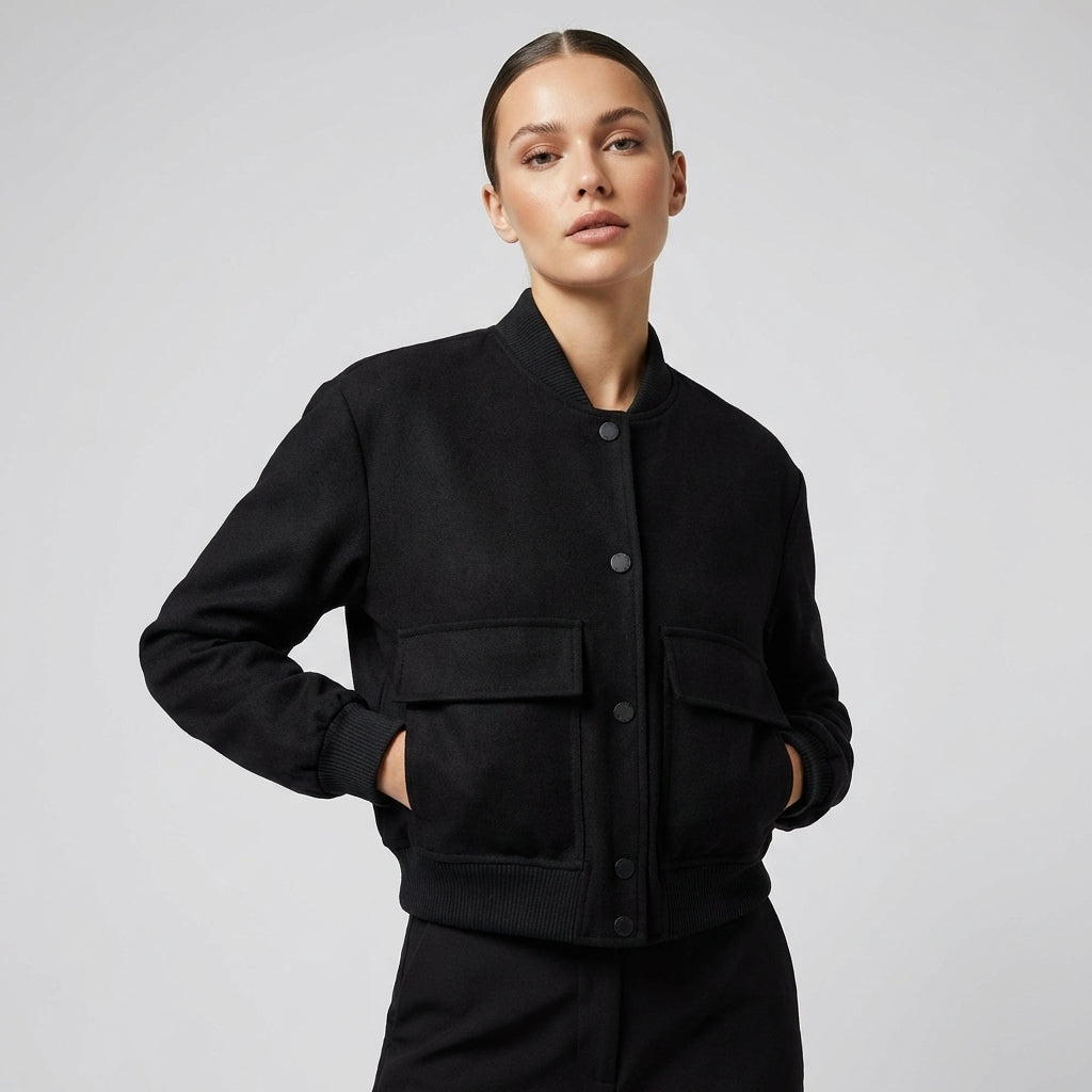 Dark Mode Women’s Leather Varsity Jacket