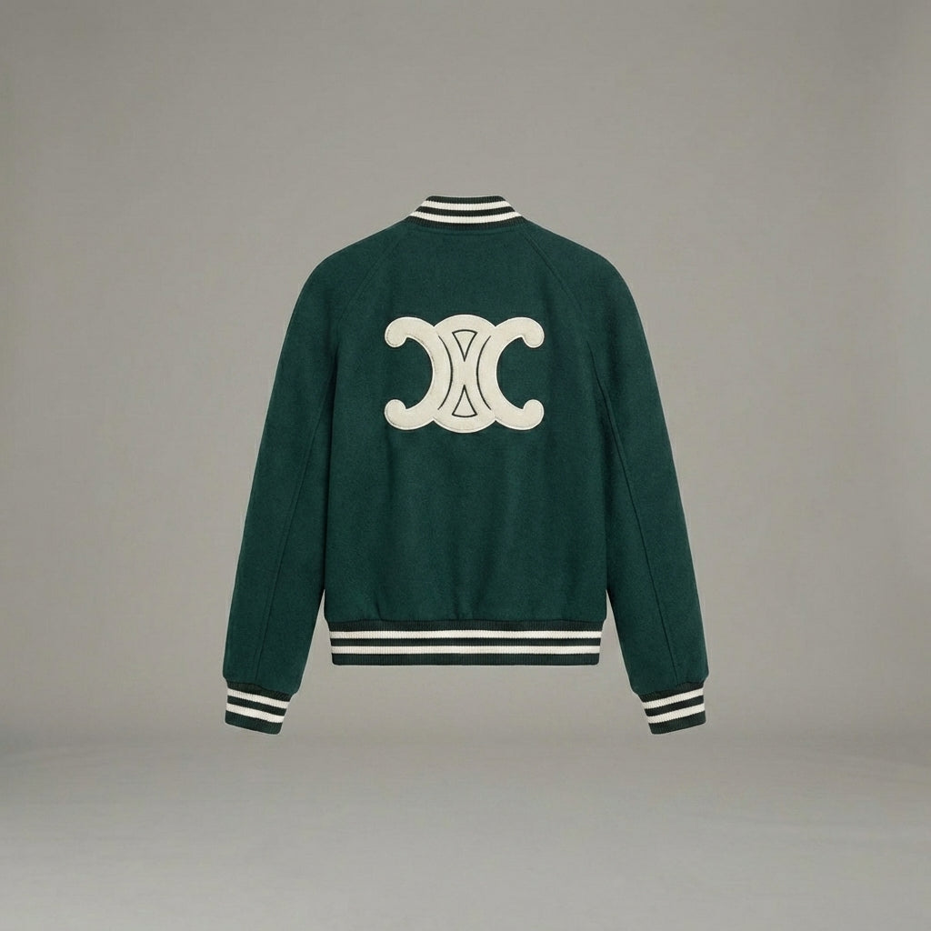Deep Green Dream Varsity Letterman Jacket