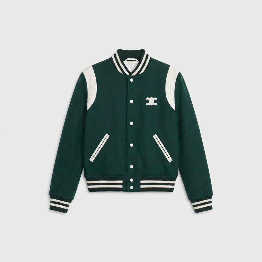 Deep Green Dream Varsity Letterman Jacket