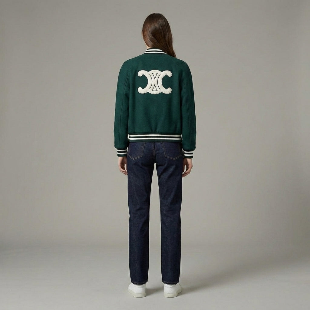 Deep Green Dream Varsity Letterman Jacket