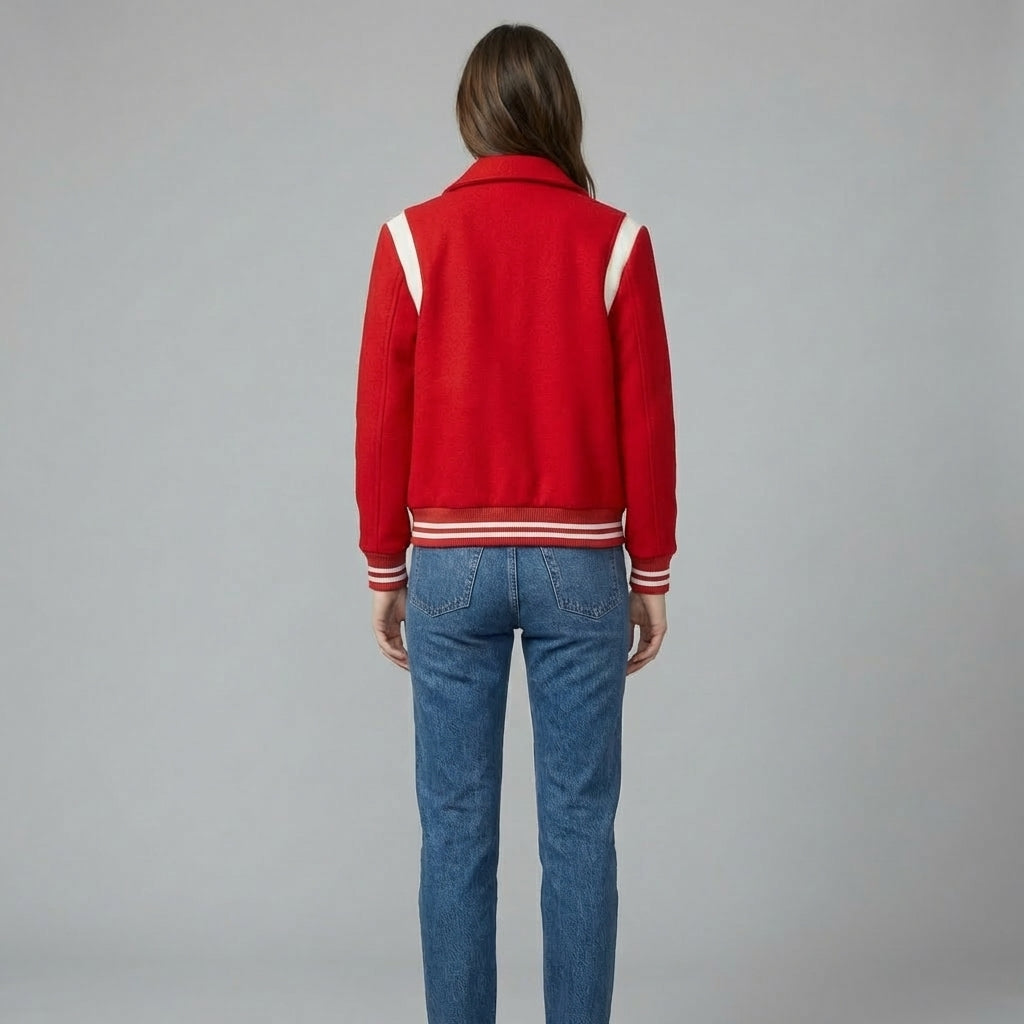 Deep Red Aura Women’s Varsity Jacket