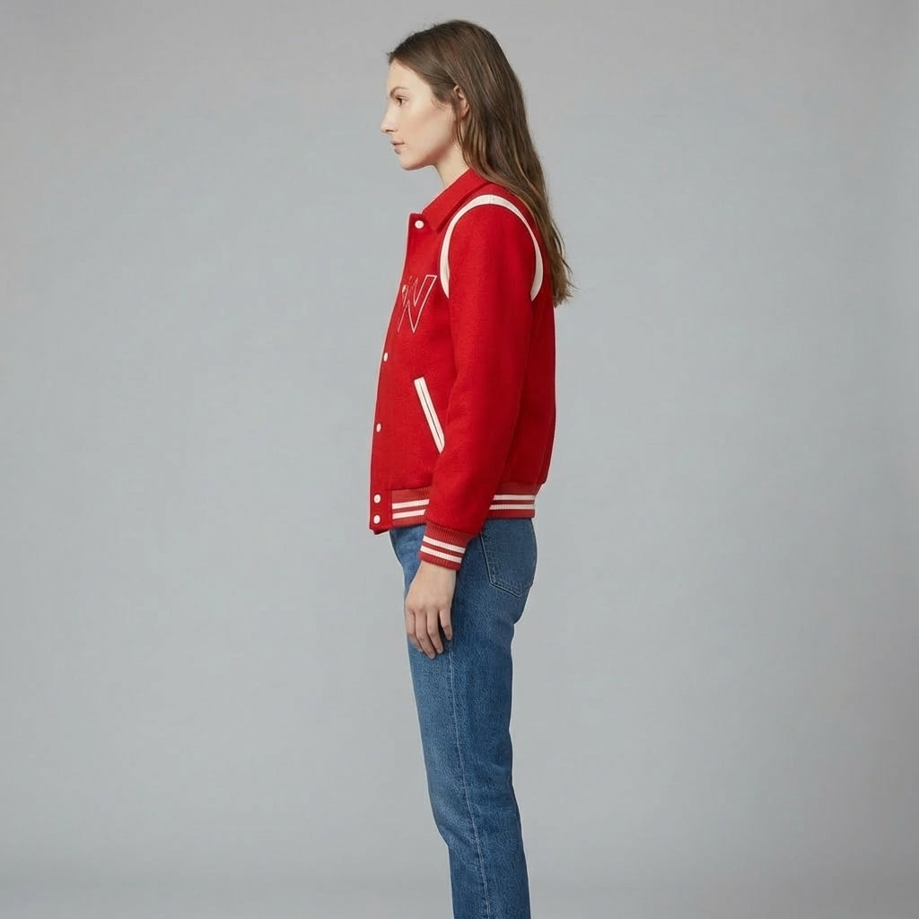 Deep Red Aura Women’s Varsity Jacket
