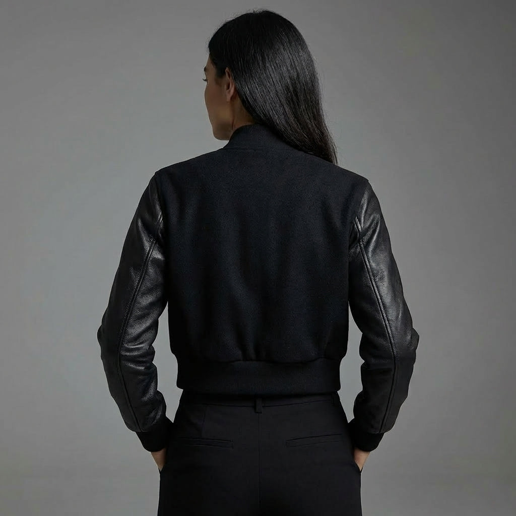 Edge Black Women’s Leather Varsity Jacket