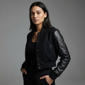 Edge Black Women’s Leather Varsity Jacket