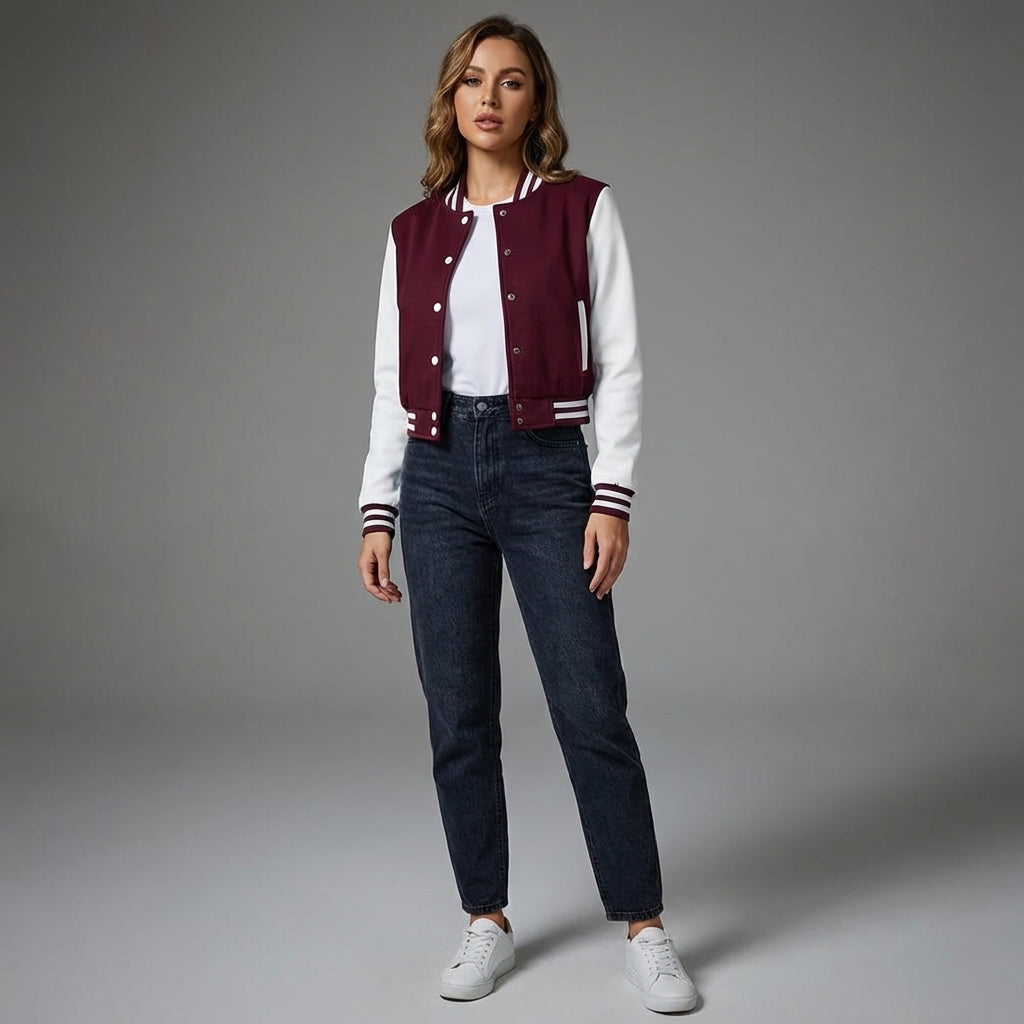 Elite Maroon & White Varsity Jacket