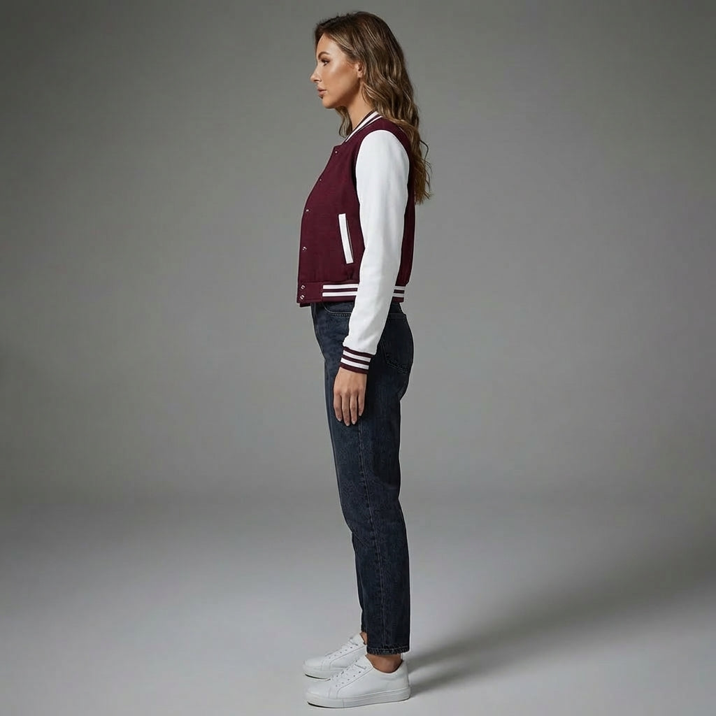 Elite Maroon & White Varsity Jacket