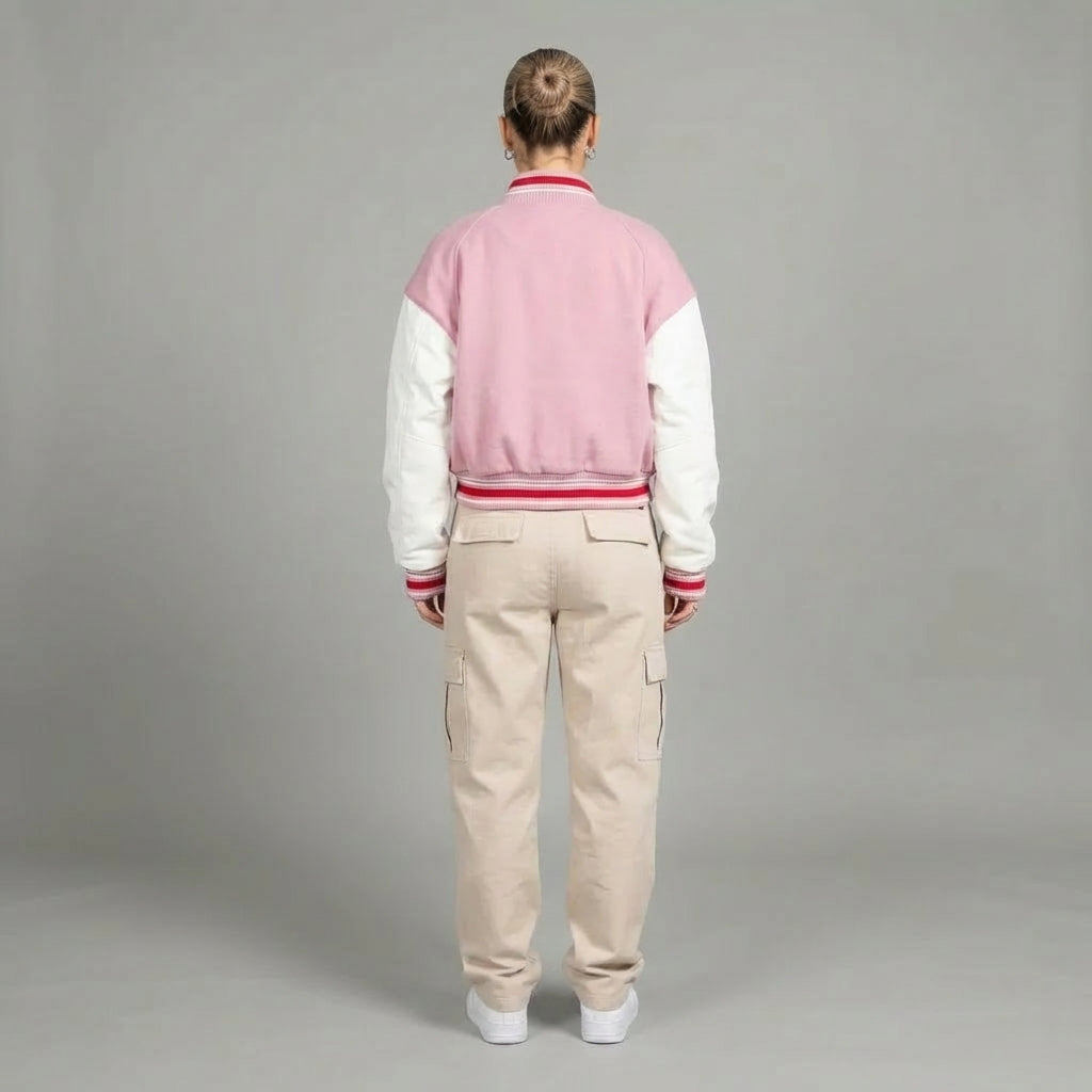 Elite Women’s Pink & White Varsity Jacket