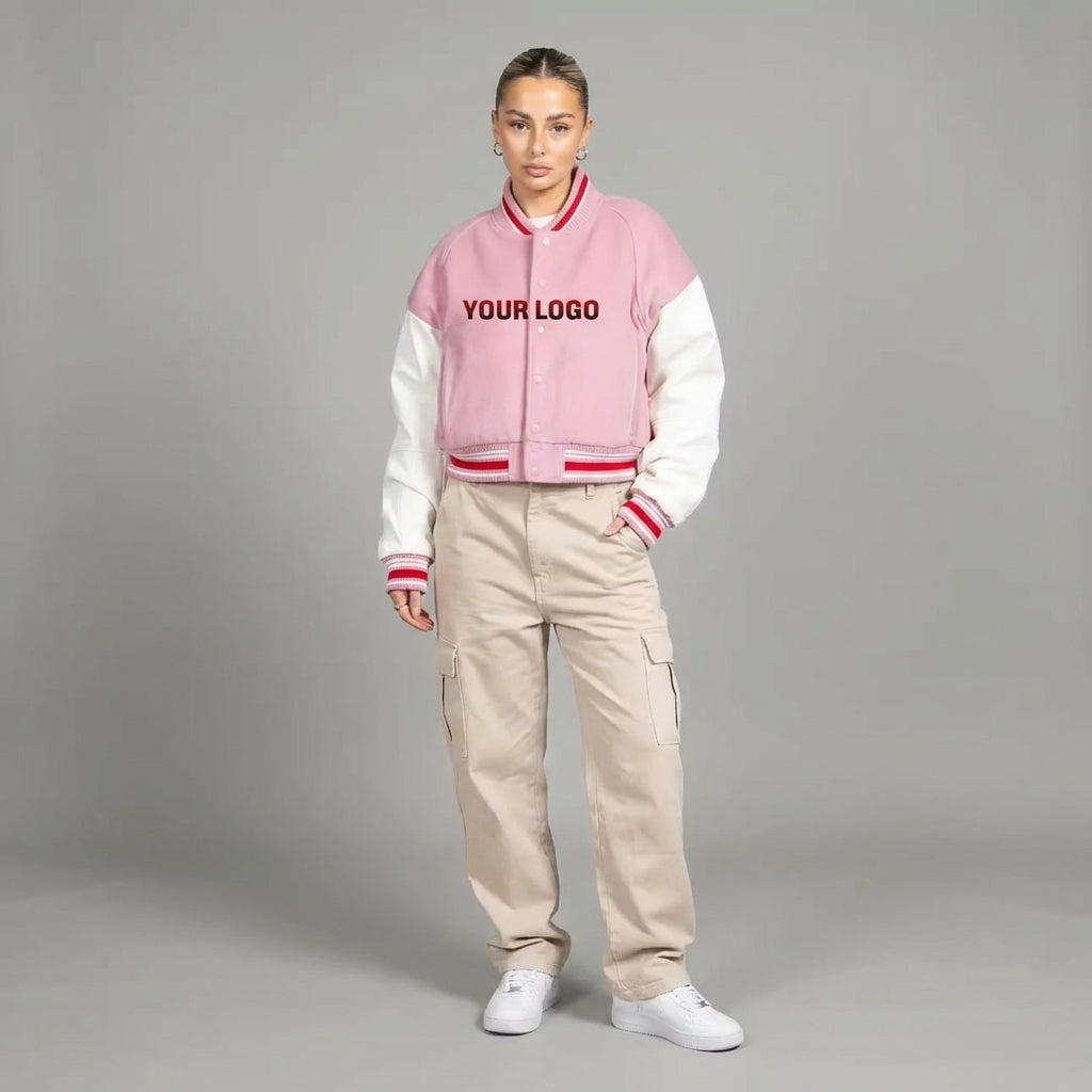 Elite Women’s Pink & White Varsity Jacket
