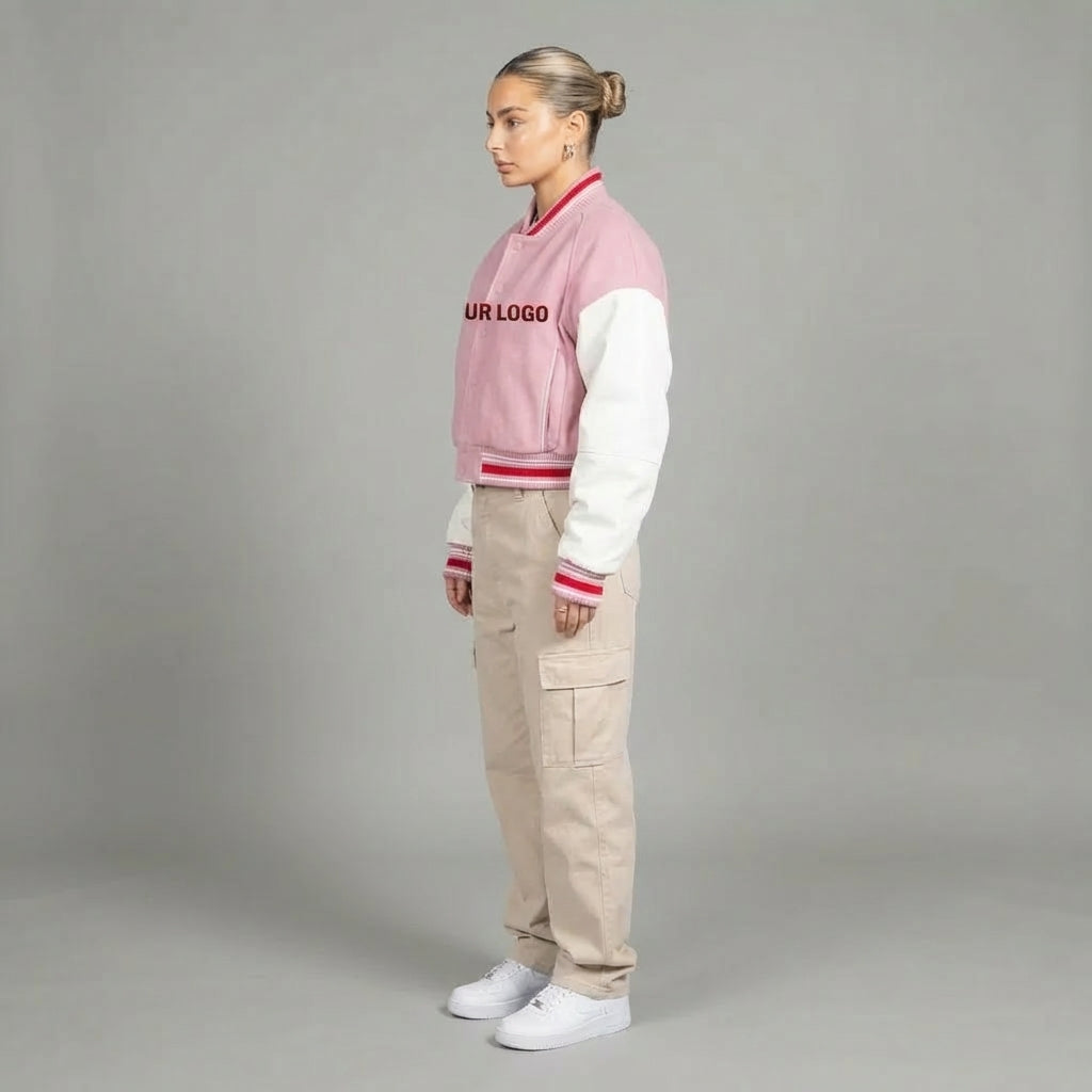 Elite Women’s Pink & White Varsity Jacket