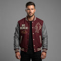 Embroidered Basketball Varsity Jacket – Handmade Leather Sleeve Letterman