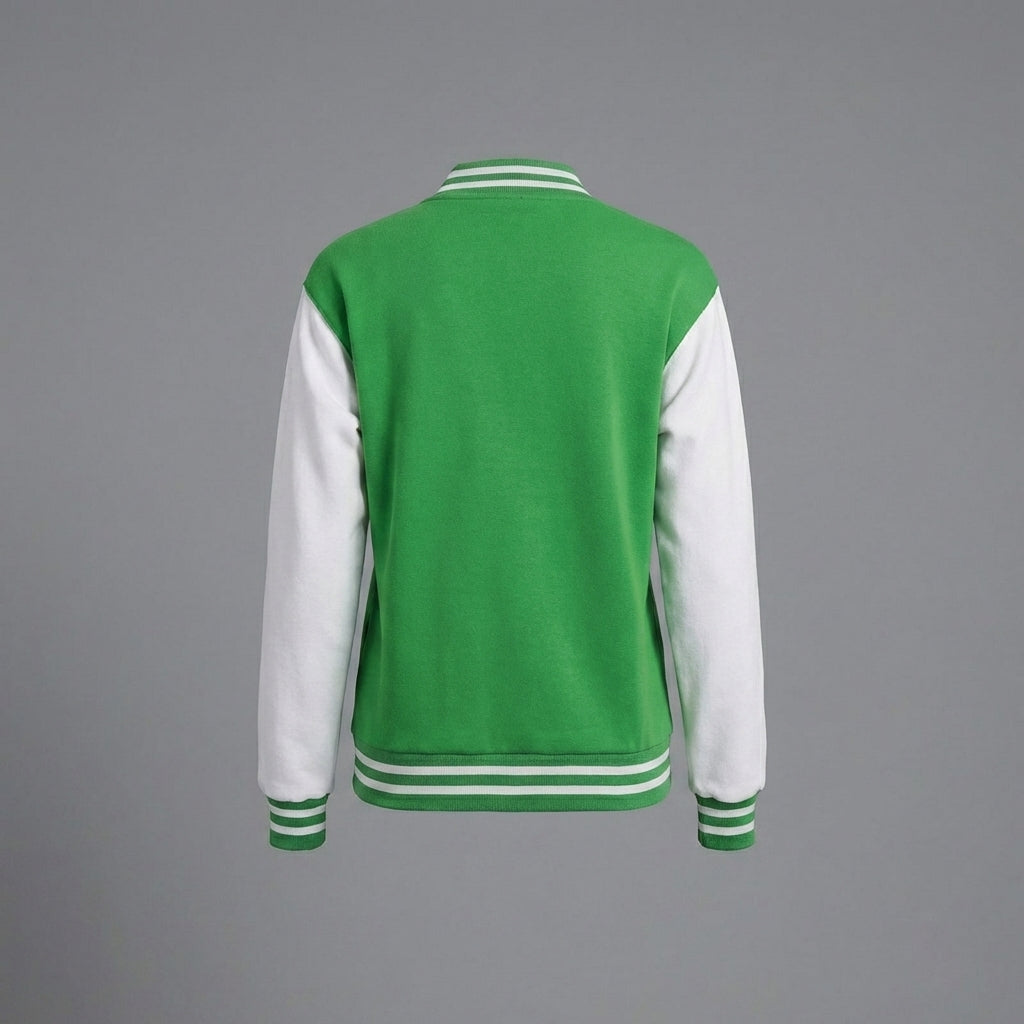 Emerald Glow Women’s Varsity Jacket