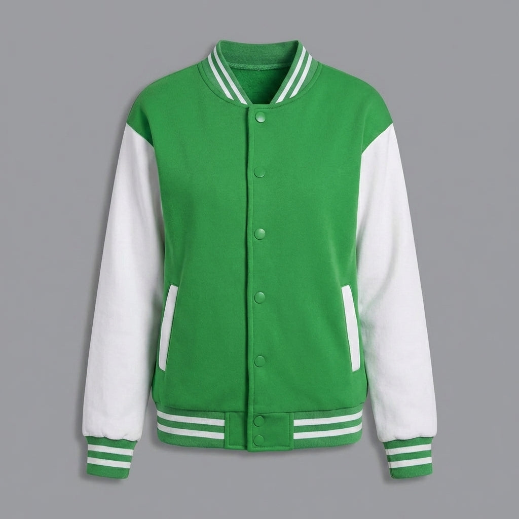 Emerald Glow Women’s Varsity Jacket