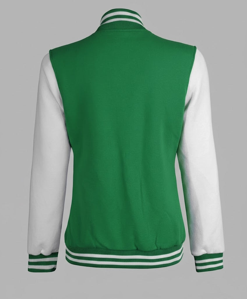 Emerald Green & White Women’s Varsity Leather Jacket