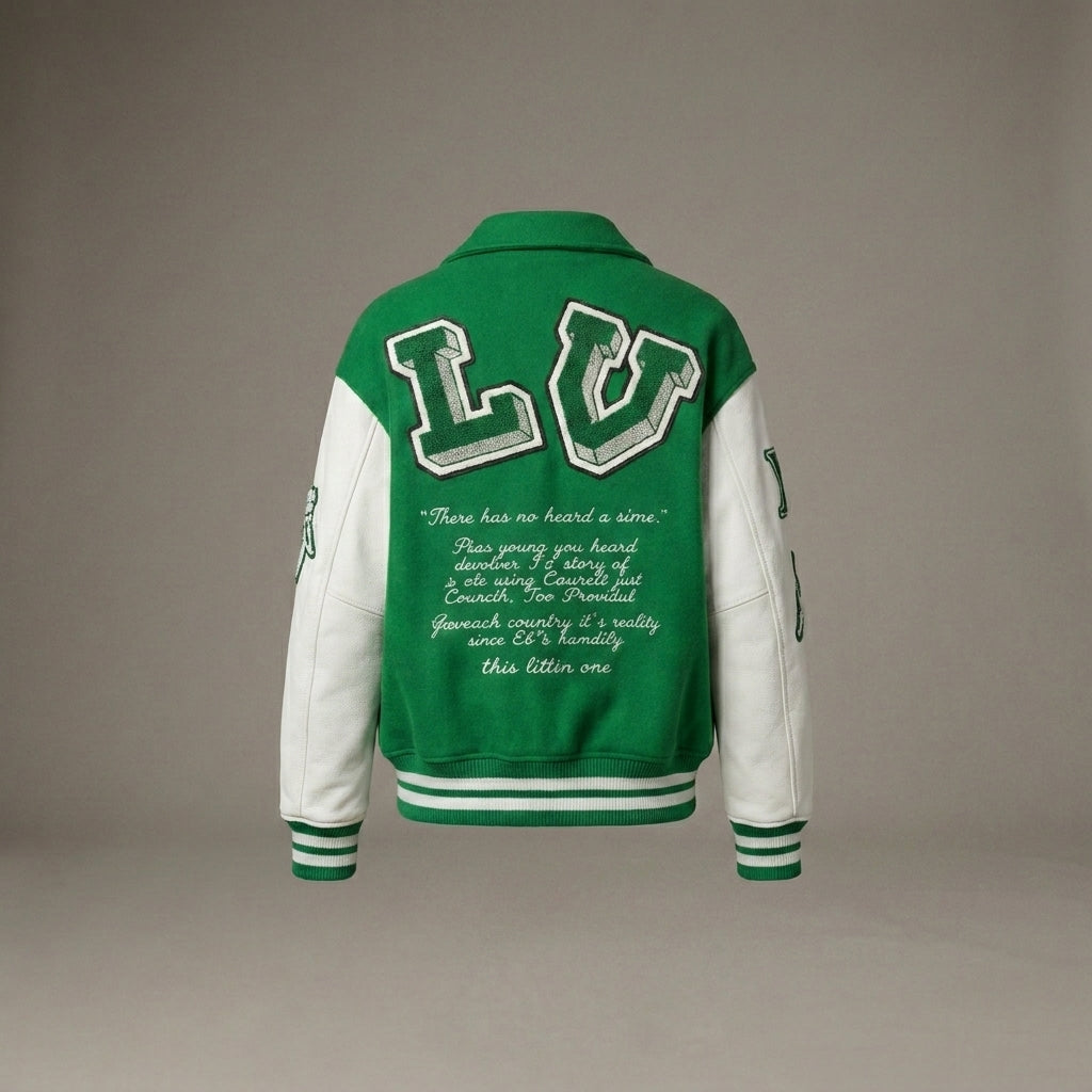 Emerald White Luxe Women’s Varsity Jacket