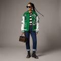 Emerald White Luxe Women’s Varsity Jacket