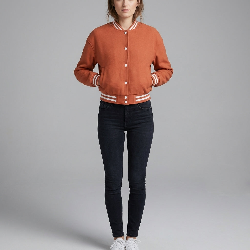 Orange Fusion Women’s Varsity Jacket