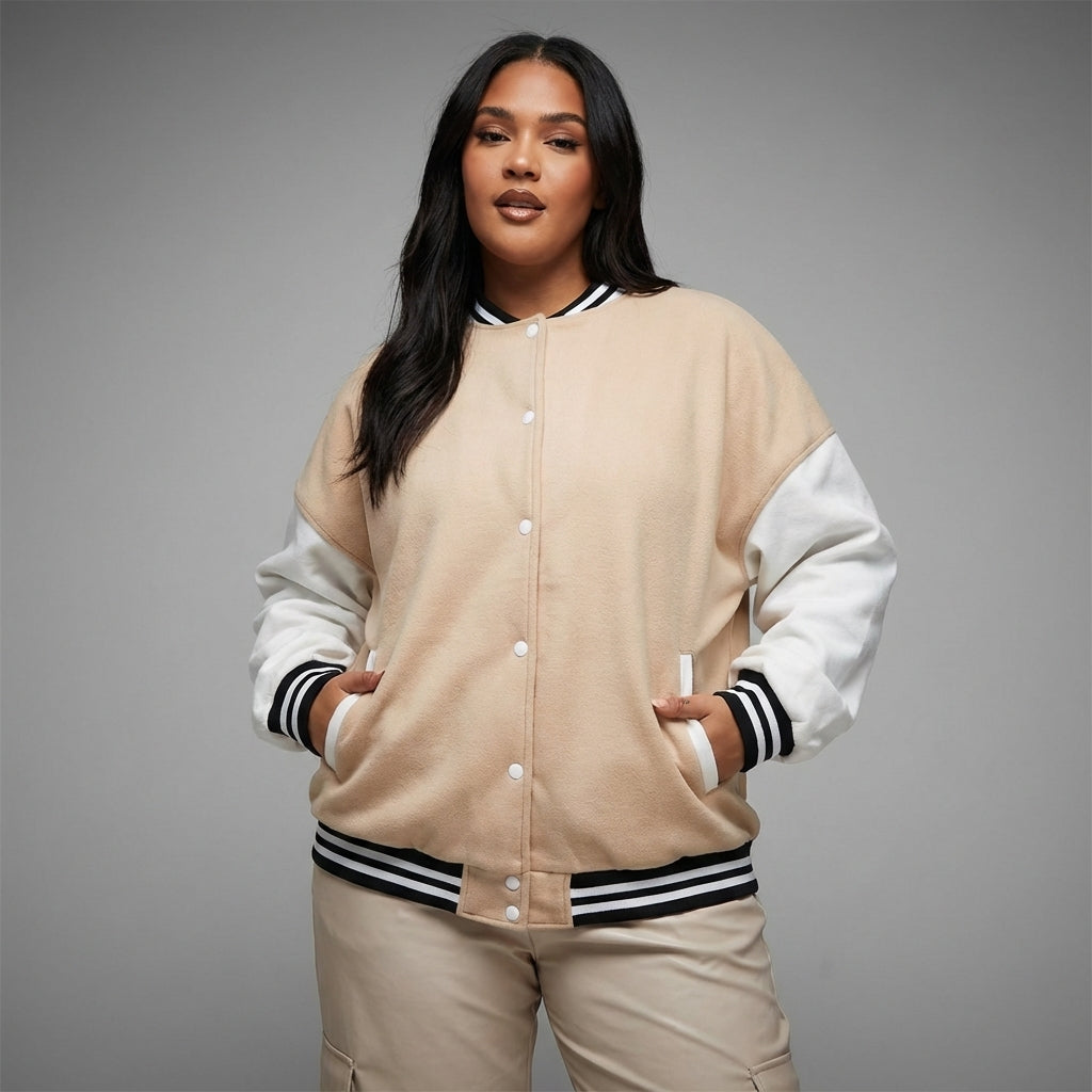 Beige Bliss Women’s Varsity Jacket